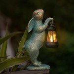 Solar Lantern Bunny Garden Statue for Outdoor Decor