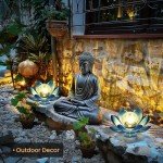 GIGALUMI Blue Lotus Solar Garden Light Lantern