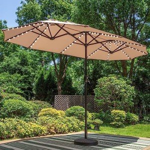 13ft Solar-Powered Patio Umbrella with LED Lights