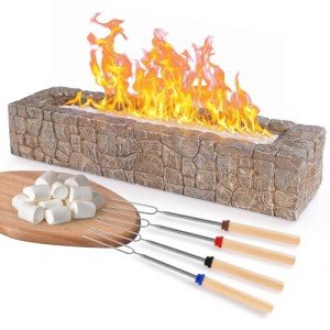Rectangle Concrete Tabletop Fire Pit for Indoor/Outdoor