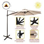 10 ft Cantilever Patio Umbrella with LED Lights
