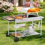 Pizza Oven Cart with Topping Station and Stand