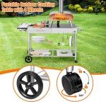 Pizza Oven Cart with Topping Station and Stand