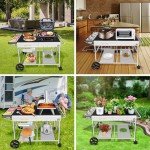 Pizza Oven Cart with Topping Station and Stand