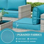 7-Piece Light Grey Wicker Patio Sofa Set