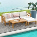 Tangkula 5-Piece Acacia Wood Patio Set