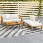 Tangkula 5-Piece Acacia Wood Patio Set