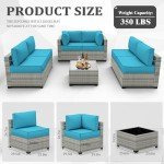 7-Piece Light Grey Wicker Patio Sofa Set