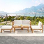 Tangkula 5-Piece Acacia Wood Patio Set