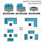 7-Piece Light Grey Wicker Patio Sofa Set