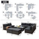11-Piece Modern Outdoor Sofa Set with Ottomans