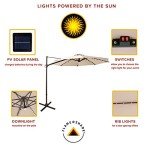 10 ft Cantilever Patio Umbrella with LED Lights