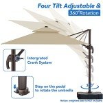 Beige 10x13FT Rotating Patio Umbrella for Outdoors