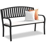 Weatherproof Heavy-Duty Wrought Iron Outdoor Bench