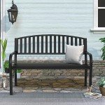 Weatherproof Heavy-Duty Wrought Iron Outdoor Bench