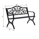 50-Inch Floral Pattern Outdoor Garden Bench