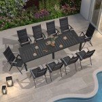 11-Piece Outdoor Dining Set with Folding Chairs