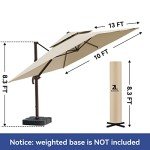 Beige 10x13FT Rotating Patio Umbrella for Outdoors