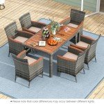 7-Piece Outdoor Wicker Dining Set with Umbrella Hole