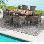 7-Piece Outdoor Wicker Dining Set with Umbrella Hole
