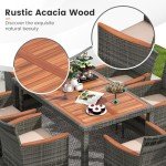 7-Piece Outdoor Wicker Dining Set with Umbrella Hole