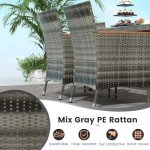 7-Piece Outdoor Wicker Dining Set with Umbrella Hole