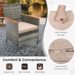 7-Piece Outdoor Wicker Dining Set with Umbrella Hole