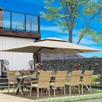 Beige 10x13FT Rotating Patio Umbrella for Outdoors