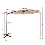 10 ft Cantilever Patio Umbrella with LED Lights