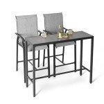 3-Piece Outdoor Bar Set with 2 Stools