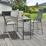 3-Piece Outdoor Bar Set with 2 Stools