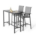3-Piece Outdoor Bar Set with 2 Stools