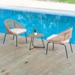 3-Piece Woven Rope Patio Bistro Set