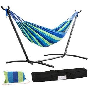 Heavy Duty Portable Double Hammock Stand - Blue