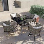Outdoor 5-Piece Dining Set with Swivel Chairs