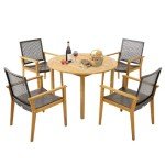 5-Piece Patio Dining Set with Wicker Chairs