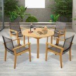 5-Piece Patio Dining Set with Wicker Chairs
