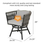 Outdoor 5-Piece Dining Set with Swivel Chairs