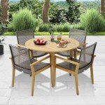 5-Piece Patio Dining Set with Wicker Chairs