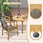 5-Piece Patio Dining Set with Wicker Chairs