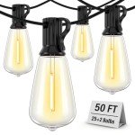 50FT Waterproof Outdoor String Lights with Edison Bulbs