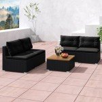 Tangkula 5-Piece Outdoor Rattan Sofa Set