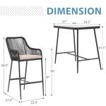 5-Piece Outdoor Bar Dining Set with Cushions