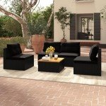 Tangkula 5-Piece Outdoor Rattan Sofa Set