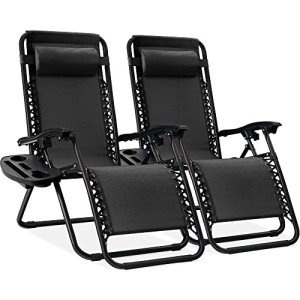 Adjustable Zero Gravity Lounge Chairs with Pillows - Black
