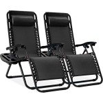 Adjustable Zero Gravity Lounge Chairs with Pillows - Black