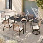 7-Piece Outdoor Wicker Dining Set with Cushions