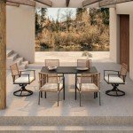 7-Piece Outdoor Wicker Dining Set with Cushions