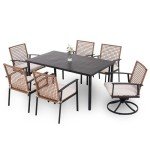 7-Piece Outdoor Wicker Dining Set with Cushions