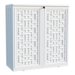 Off-White Waterproof Outdoor Storage Cabinet